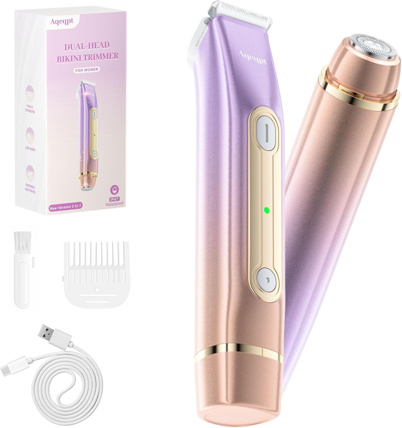 Bikini Trimmer for Women with Dual Heads and Waterproof Design