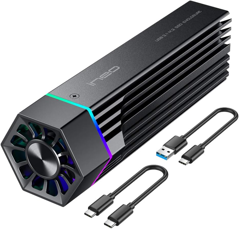 Ineo NVMe Enclosure: Fast Cooling & Write Protection [C2605]
