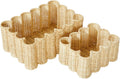 Scallop Woven Basket Set of 2 - Elegant Rattan Storage for Nursery