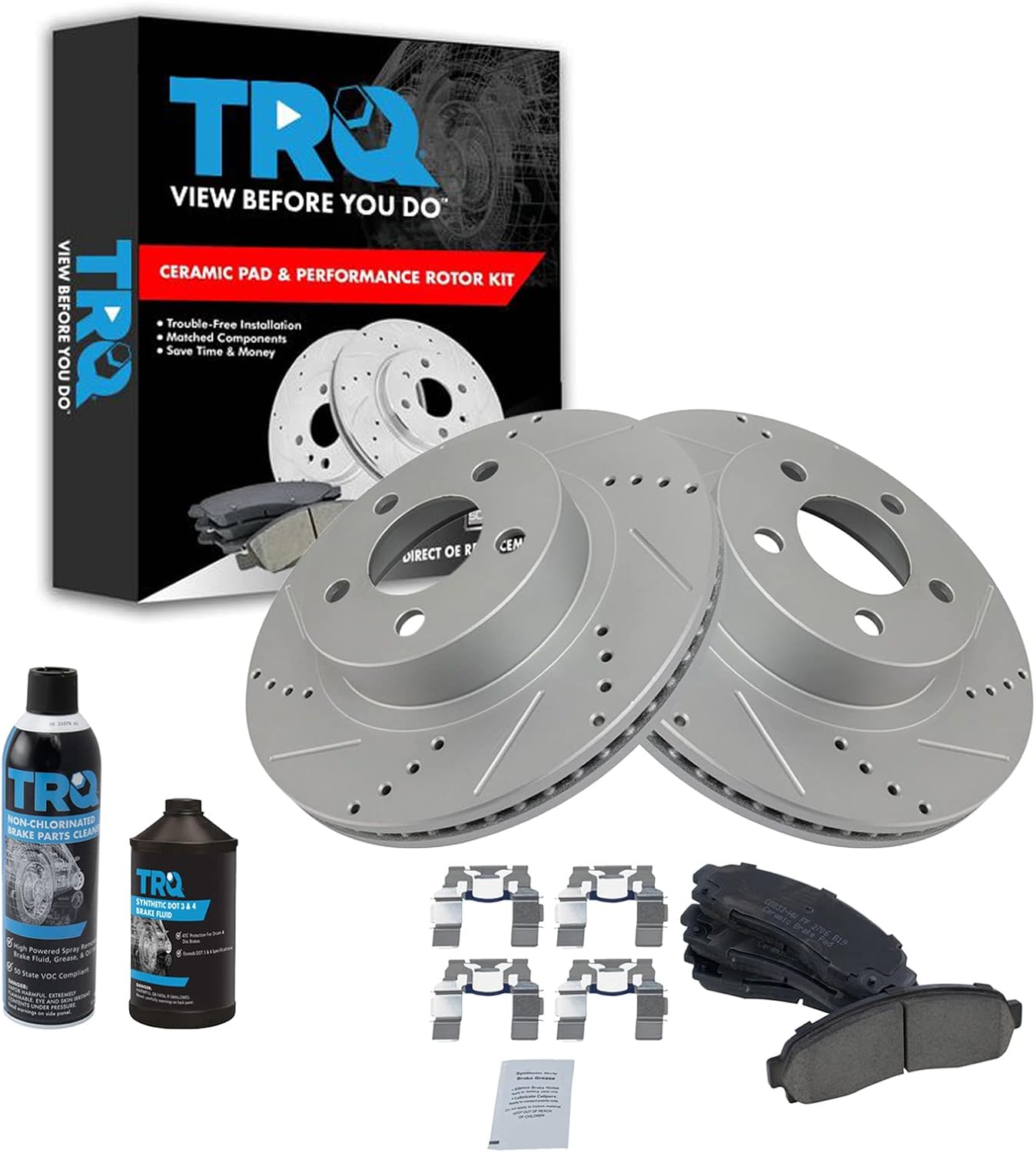 TRQ Front Brake Pad & Rotor Kit for 03-11 Ranger & More