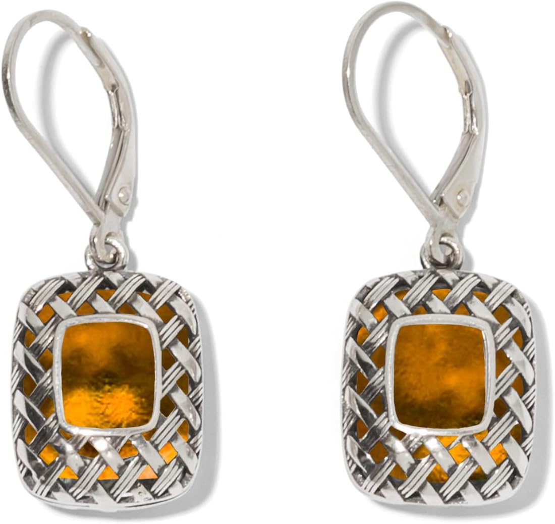 Handmade Vintage Quilted Square Leverback Earrings for Women
