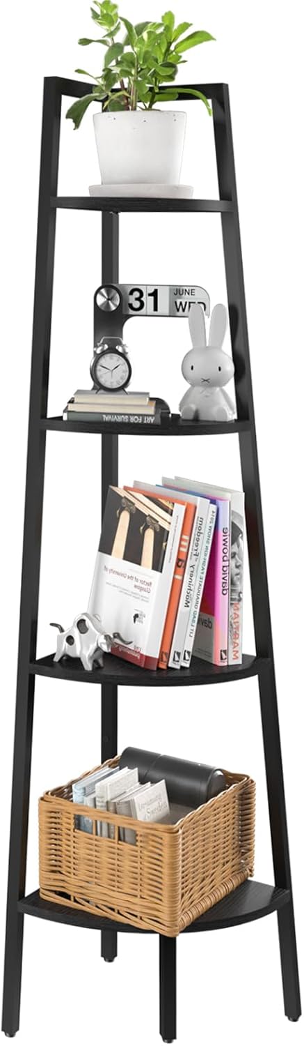 Yoobure 4-Tier Corner Shelf: Stylish Ladder Bookshelf Display
