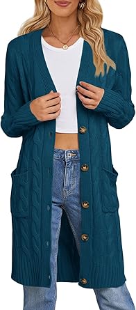 MEROKEETY Women's Long Sleeve Cable Knit Cardigan for All Occasions