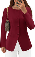 Womens Business Casual Blazer Long Sleeve Button Suit Jacket - Fitted