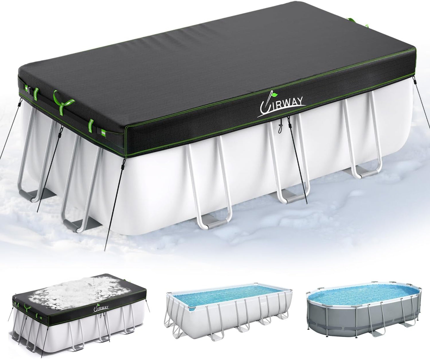 UIRWAY 7x10 FT Winter Rectangular Pool Cover for Above Ground