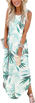 Women Summer Maxi Dress Sleeveless Beach Sundress - Flattering Loose
