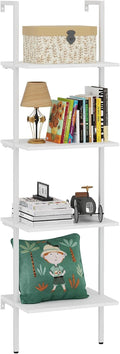 Ladder Shelf 4 Tiers Metal Industrial Bookshelf - Tall Open Storage