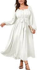 SCOMCHIC Women Plus Size Maxi Dress Long Sleeve Square Neck - Flowy