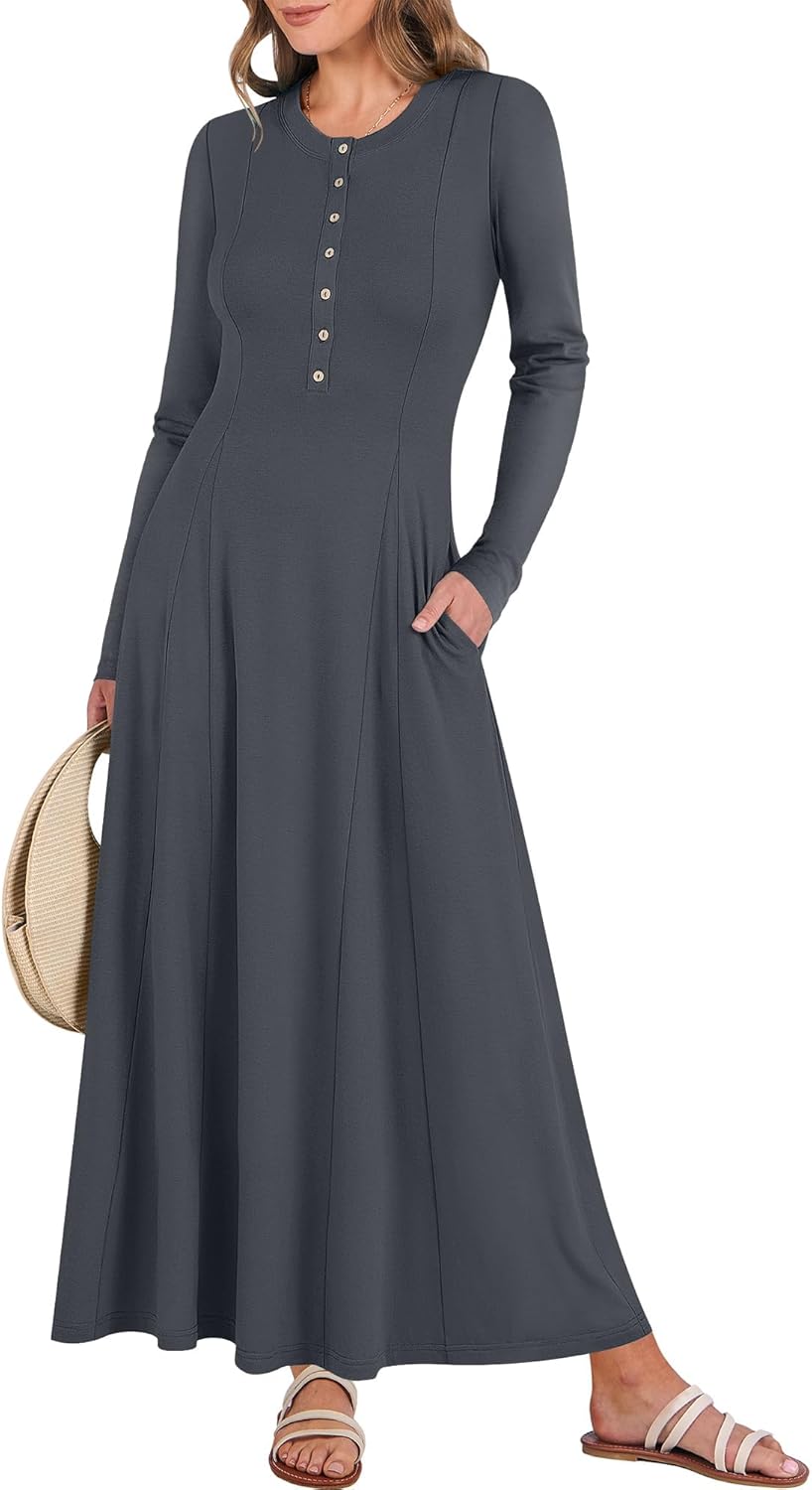 Women's Long Sleeve Maxi Dress for Fall Casual Outfits 2025