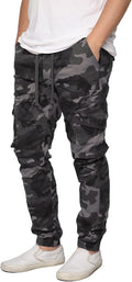 URBANJ Men's Stretch Twill Drop Crotch Jogger Pants (Style MH9Q)
