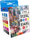 312XL 314XL Ink Cartridges (6-Pack) Compatible Replacement
