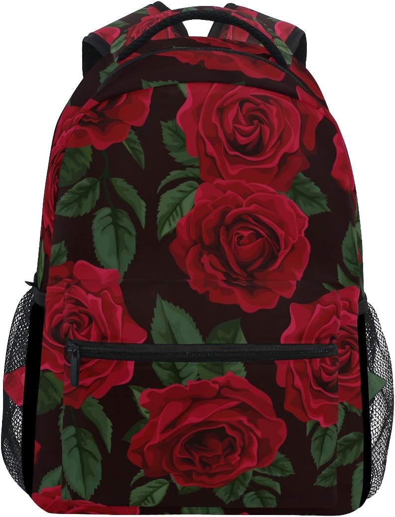 ALAZA Red Rose Floral Large Backpack for Women and Girls