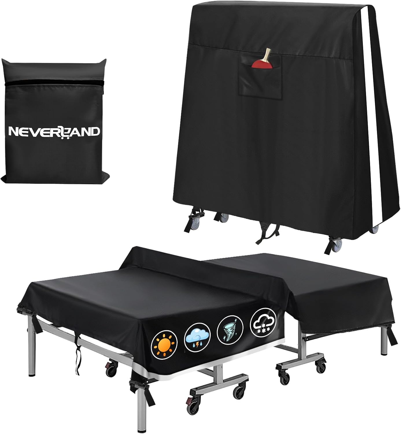 Waterproof Ping Pong Table Cover for 9x5 FT Tables & Paddles