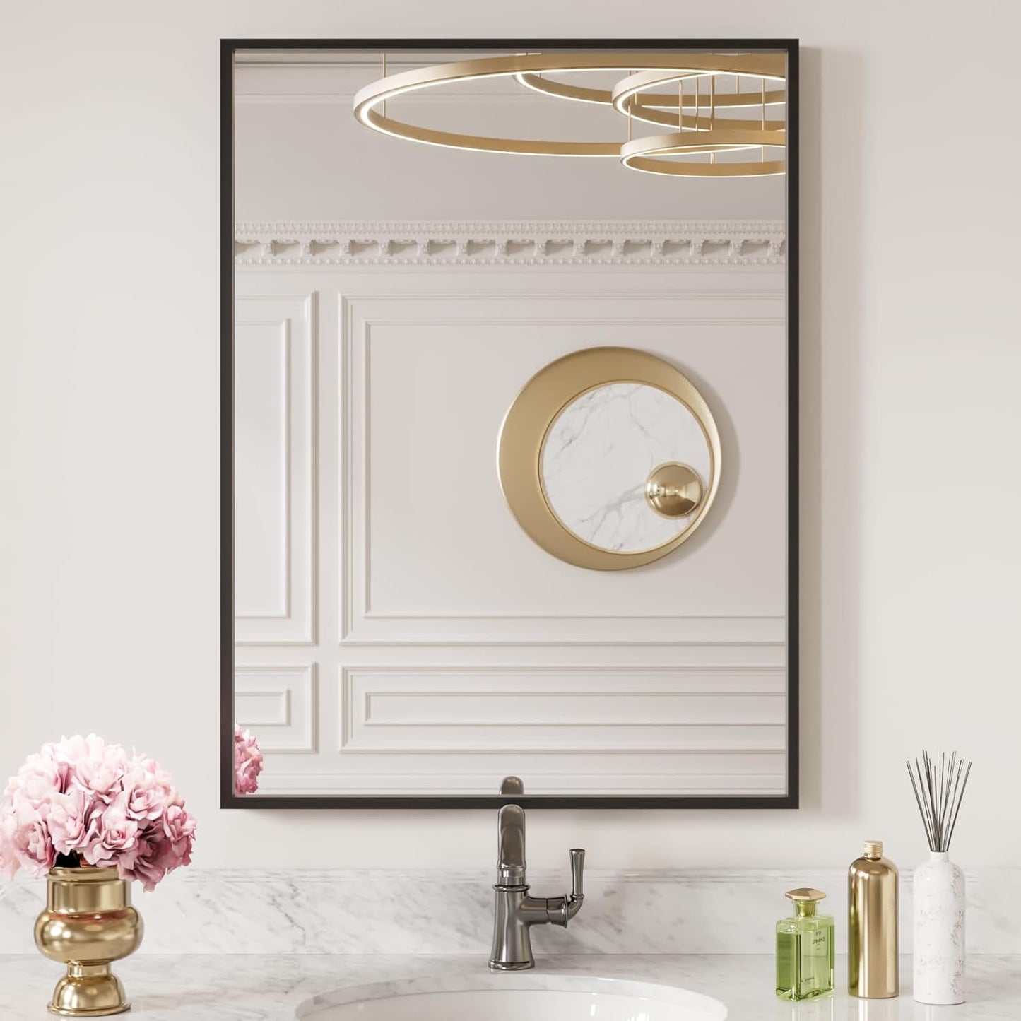 LOAAO 24X32 Black Rectangle Bathroom Mirror with Matte Frame