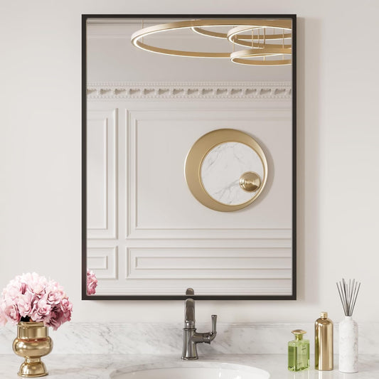 LOAAO 20X30 Black Rectangle Bathroom Mirror with Matte Frame