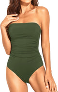 One Piece Tummy Control Swimsuit Strapless Bandeau - Slimming Fit meet