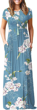 AUSELILY Women's Short Sleeve Loose Maxi Dress - Soft Summer Comfort