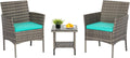 3-Piece Patio Furniture Set - Compact Gray and Blue Bistro Set