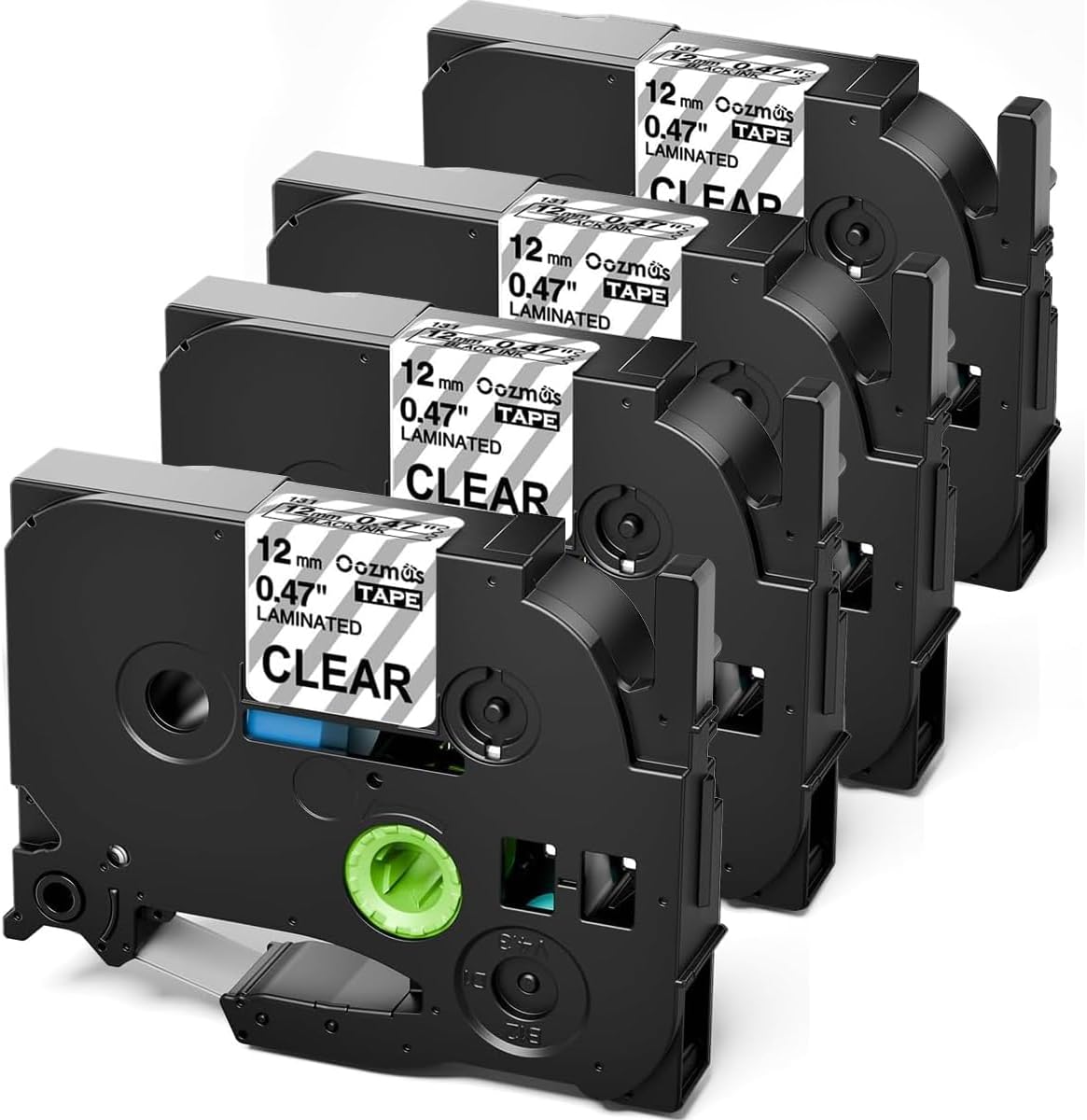 4-Pack Clear Laminated Label Tape for Brother P-Touch - Long-lasting & Reliable