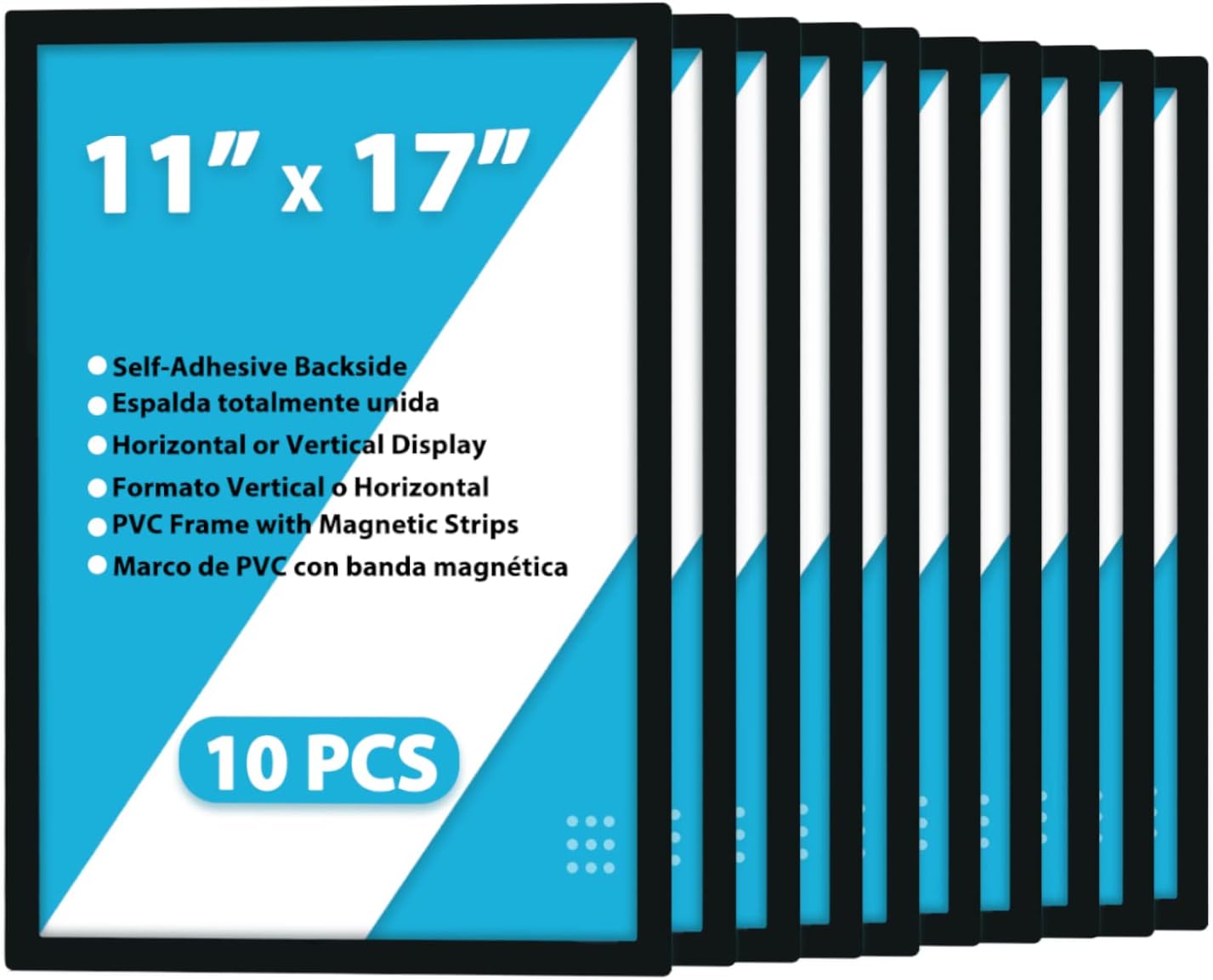 Magnetic Poster Holder for 11x17 Signs - 10Pcs Black Frames