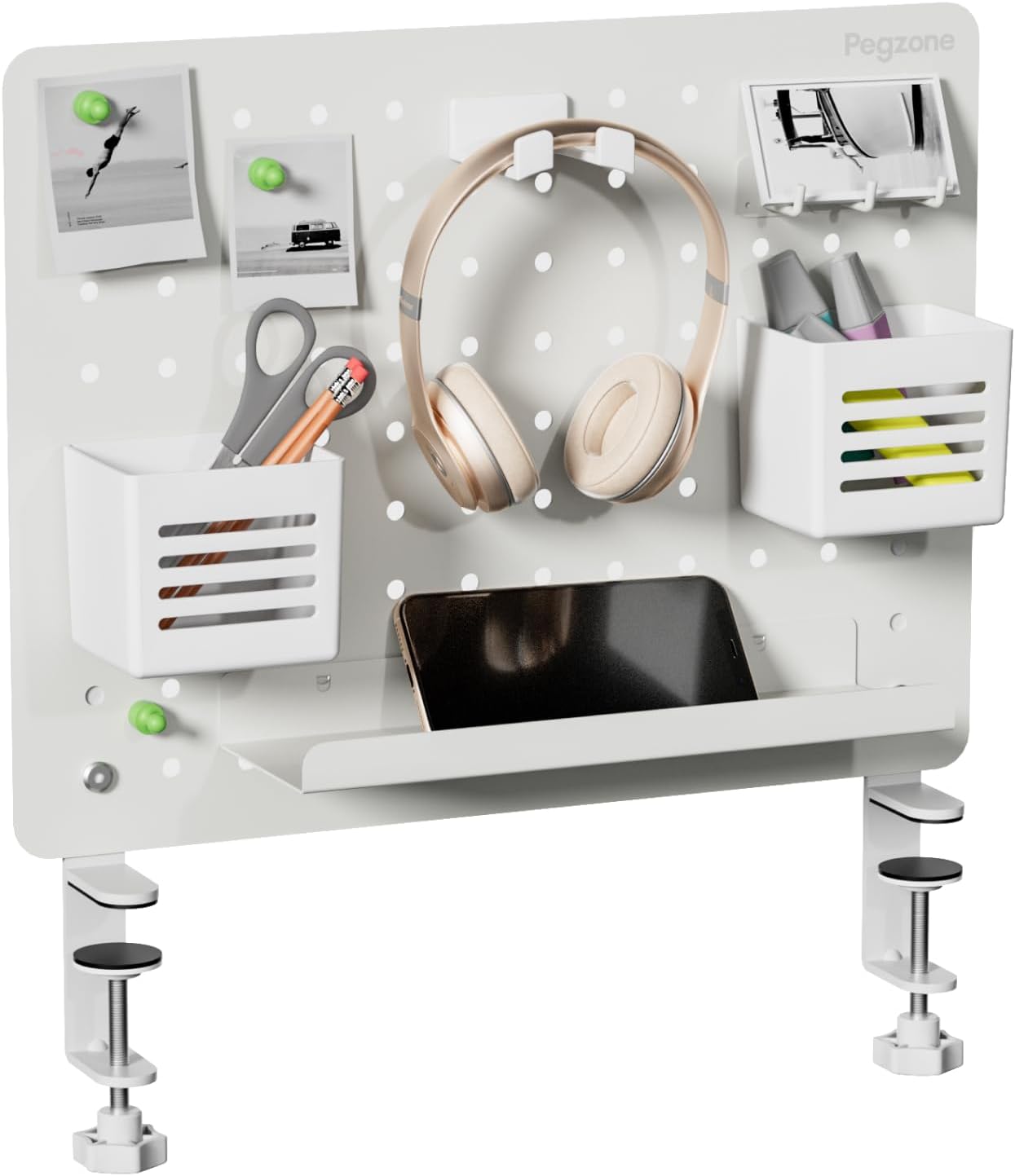 Clamp-on Desk Pegboard Organizer for Office and Gaming Needs