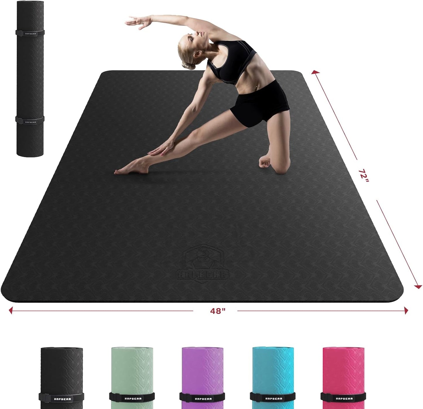 HAPBEAR XL Non-Slip Yoga Mat - Eco-Friendly & Extra Thick for Ultimate Comfort