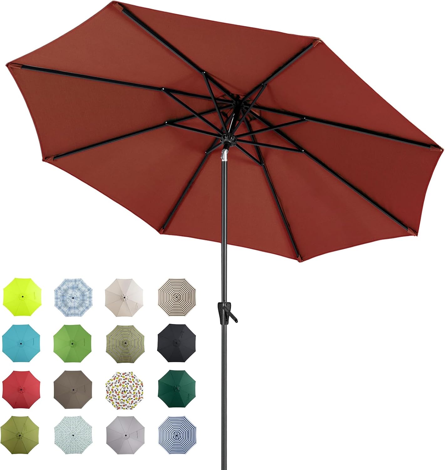 Tempera Patio Market Outdoor Table Umbrella with Auto Tilt