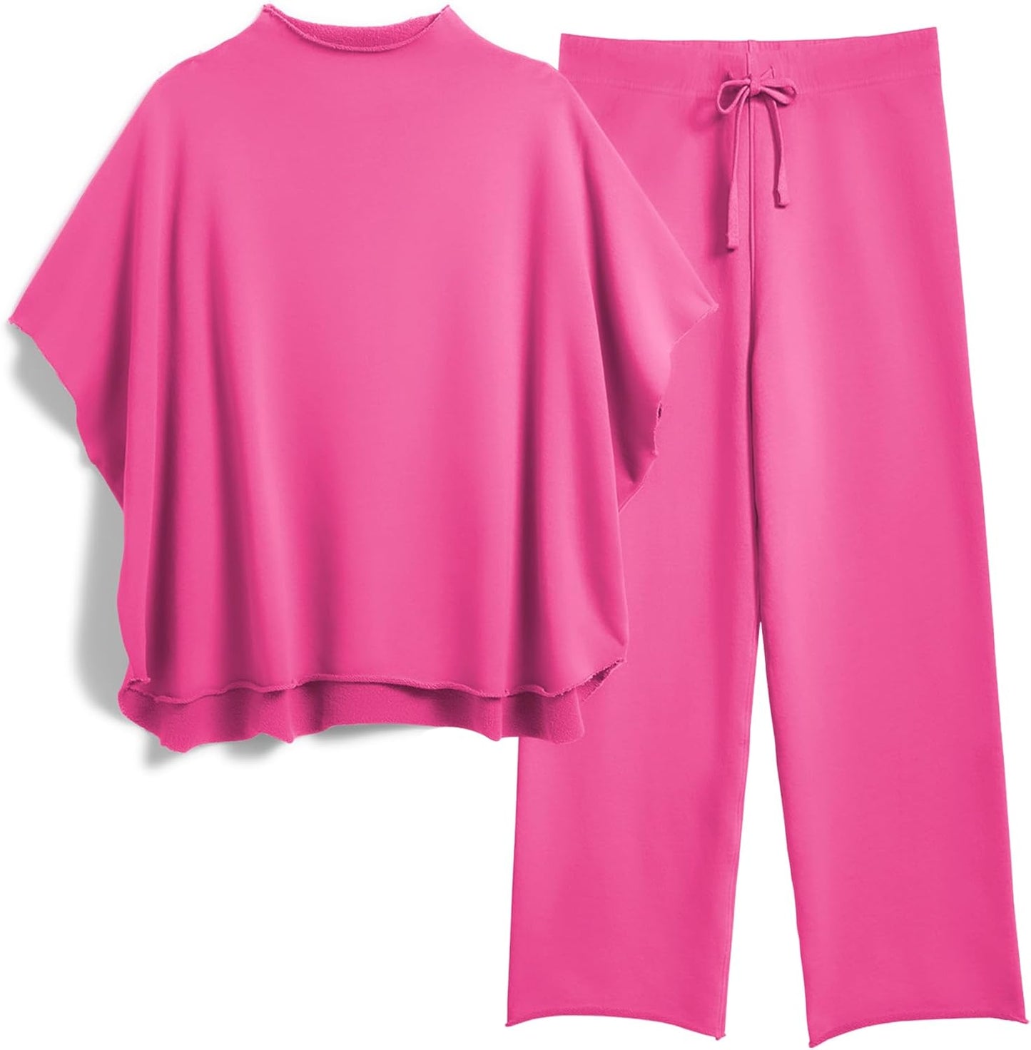 Women's Two Piece Outfits with Batwing Sleeve and Wide Leg Pants