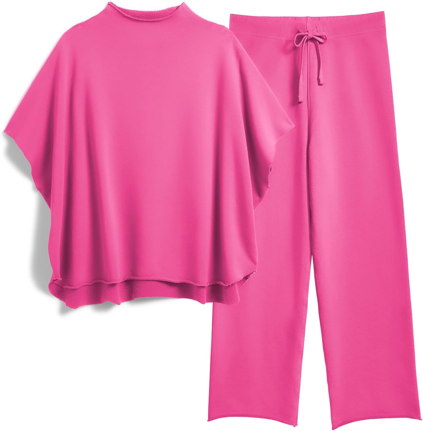Women's Two Piece Outfits with Batwing Sleeve and Wide Leg Pants