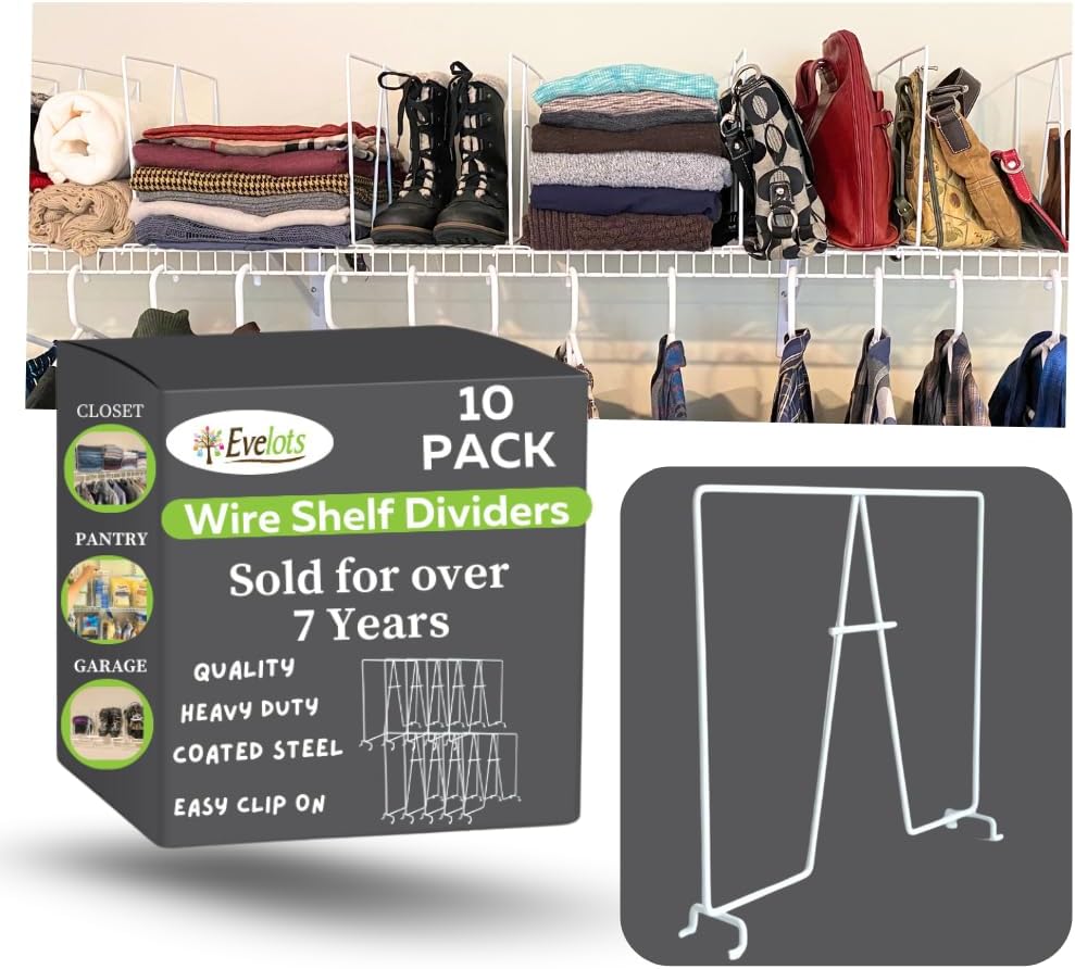 Evelots Shelf Dividers - 10 Pack - Easy Closet Organization