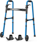 Folding Walker with 2 Skis and 5in Wheels - Lightweight Mobility Aid