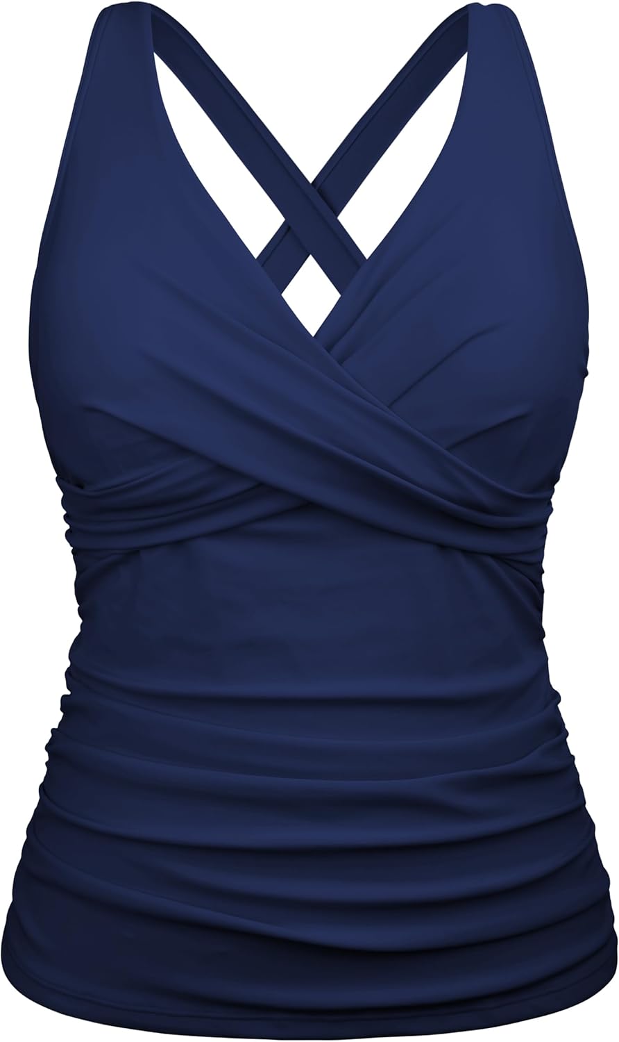 Firpearl Underwire Tankini Top for Big Bust with Tummy Control