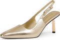 Slingback Kitten Heels for Women 3.5 in - Gold Accent Dress Pumps