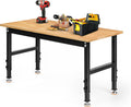 Heavy-Duty Adjustable Workbench 48 in Rubber Wood Top - Stable Shop