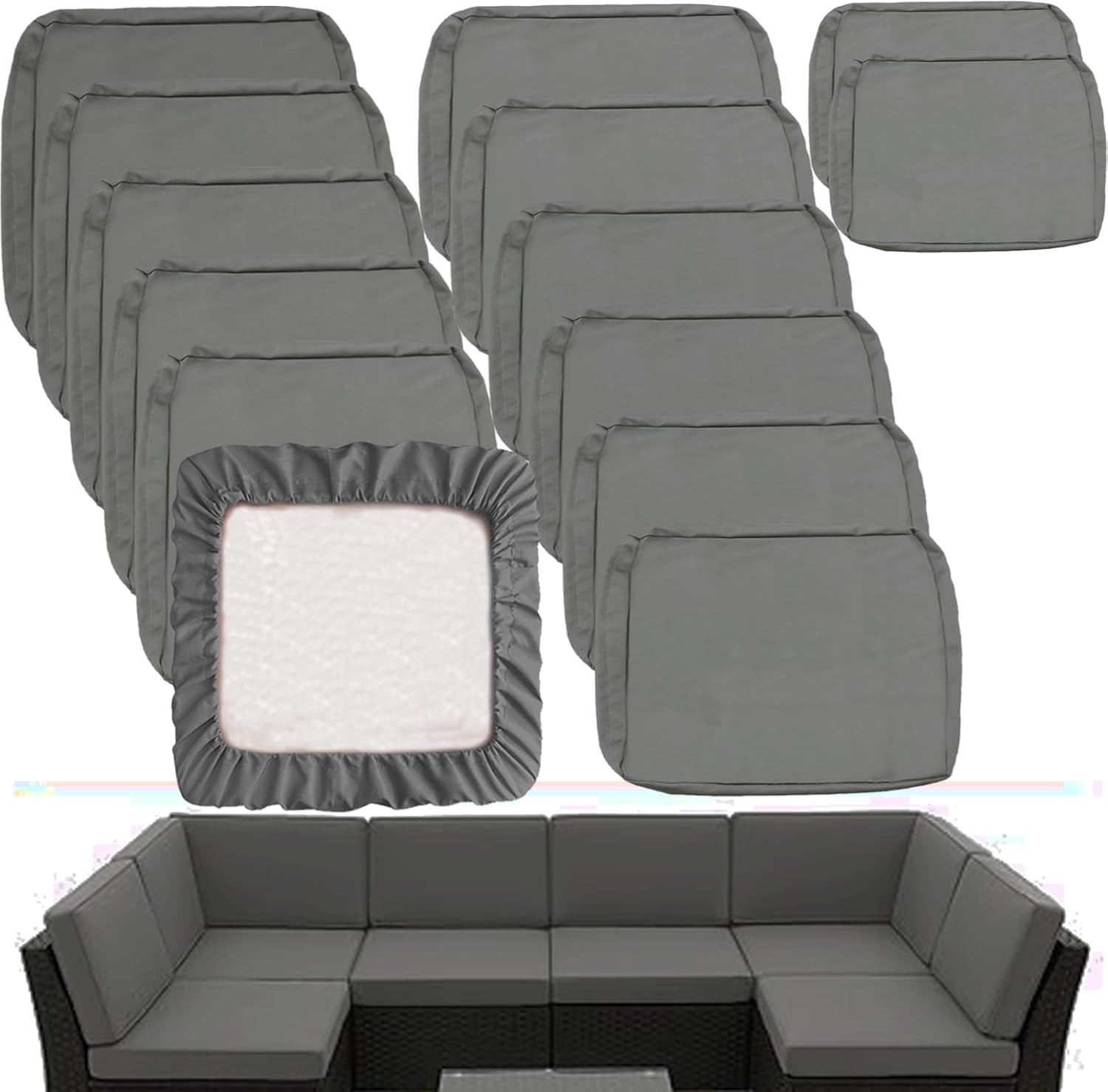 Sqodok Outdoor Cushion Covers for 6-Seaters Sofa Set