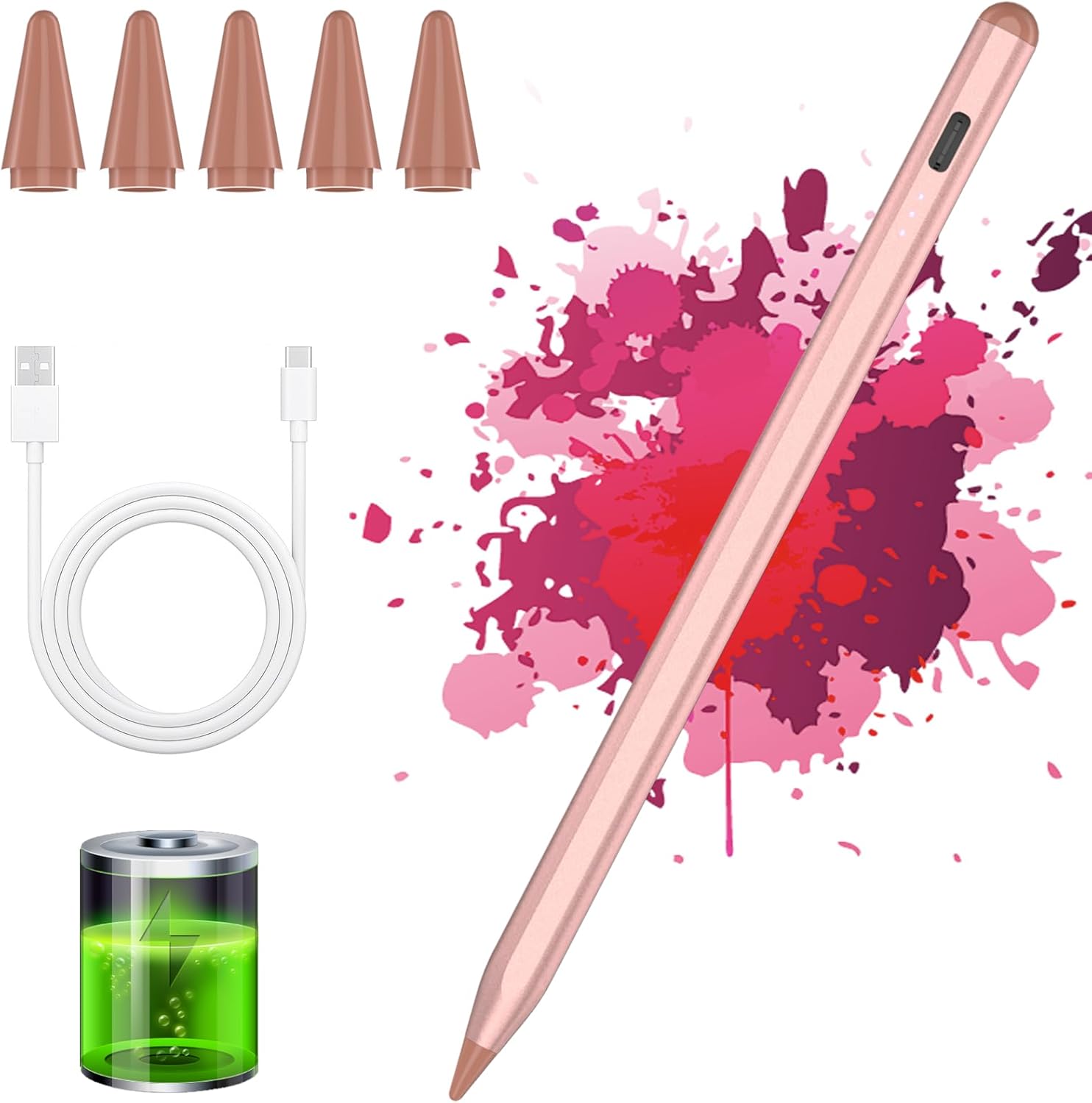 Ipad Stylus: Palm Rejection, Tilt Sensitive (Pink)