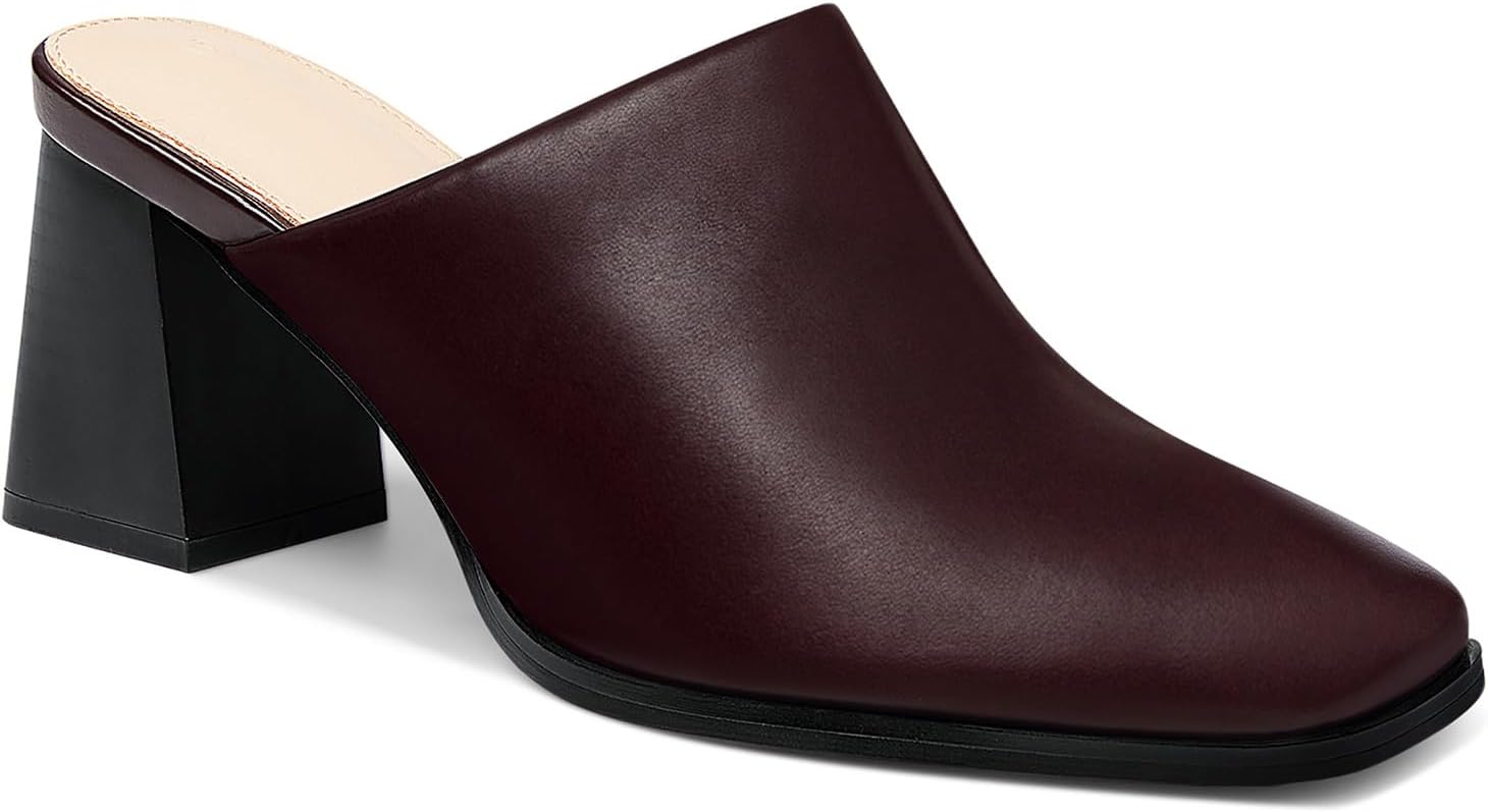 Trish Lucia Womens Chunky Stacked Heel Mules for Comfort