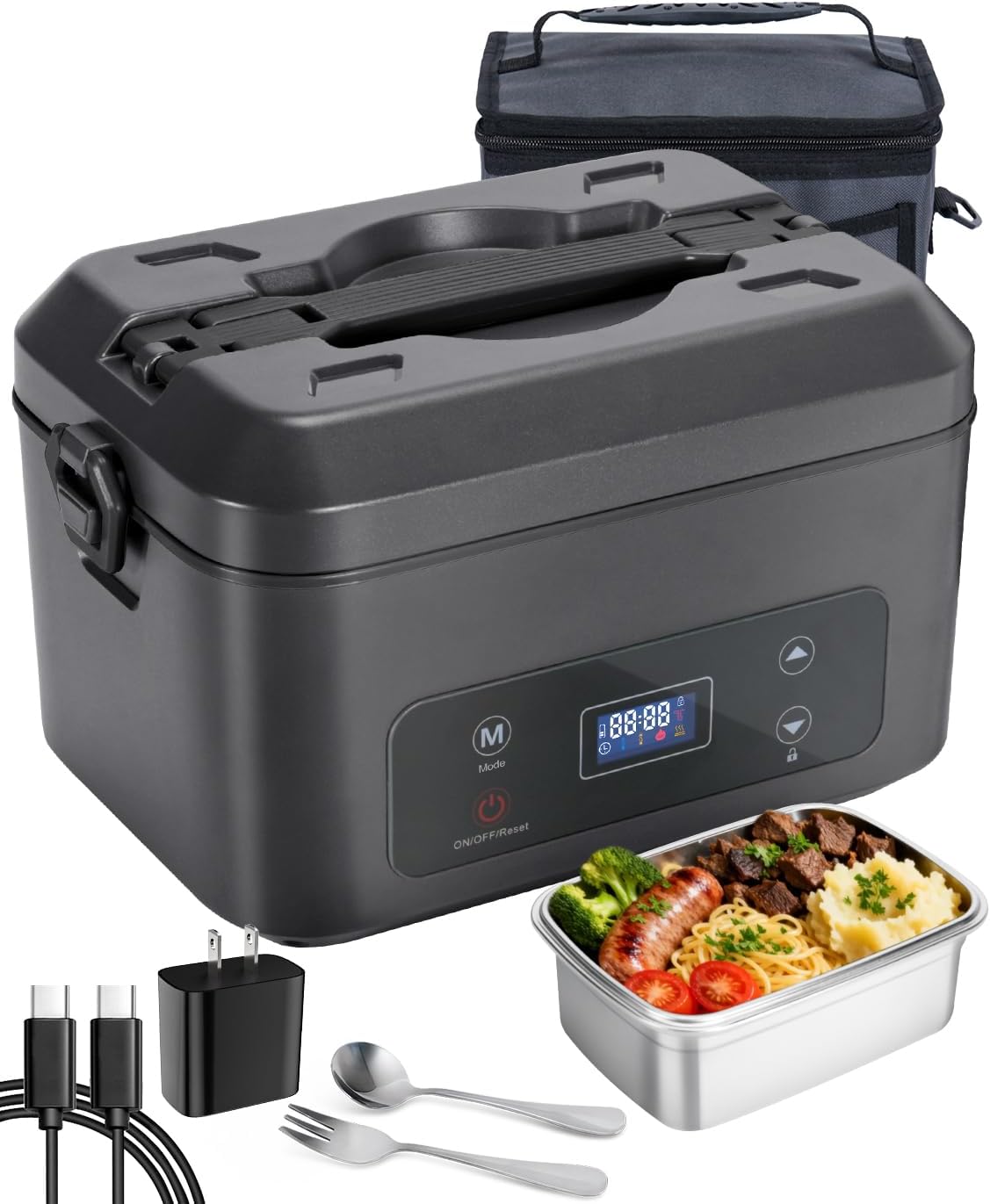 Cordless Electric Lunch Box for Adults with 5-Side Heating