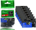 6/Pack LM Tapes Premium 1/4in White Print on Black Labels