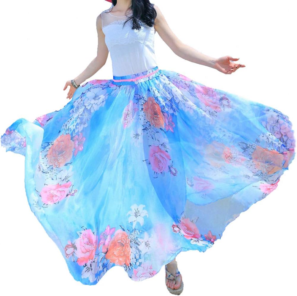 Afibi Women Full Length Chiffon Maxi Skirt for Beach Wear