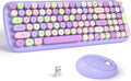 Wireless Keyboard and Mouse Combo Lilac Purple Round Keycaps