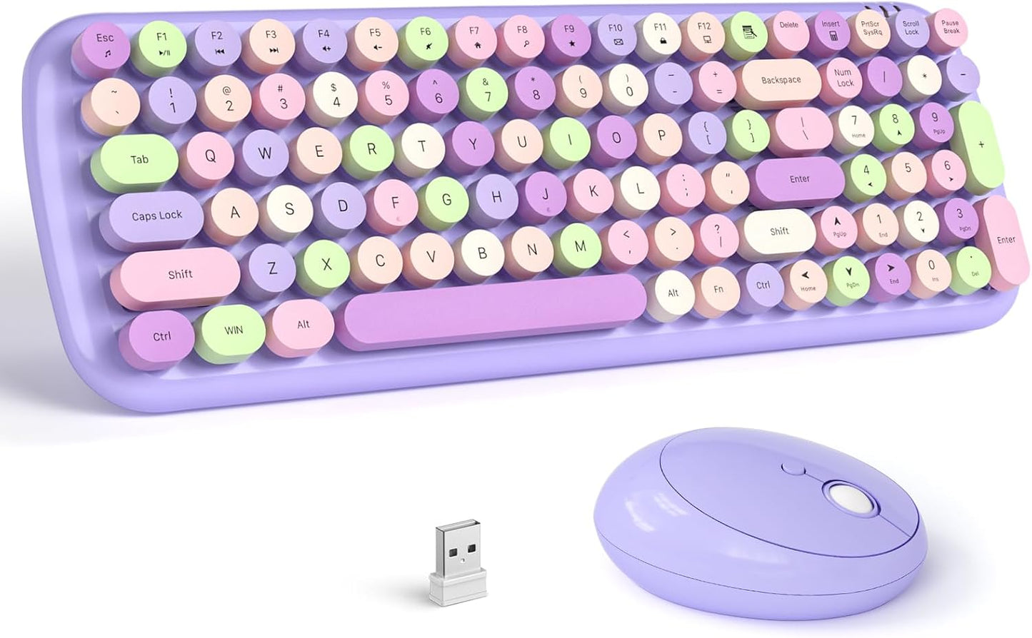 Wireless Keyboard and Mouse Combo for Colorful Typing Experience