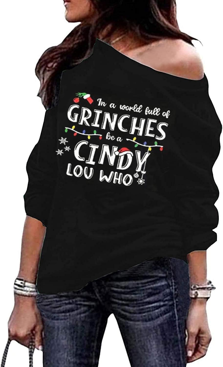 Roshop Off Shoulder Sweatshirt: Cozy Holiday Style