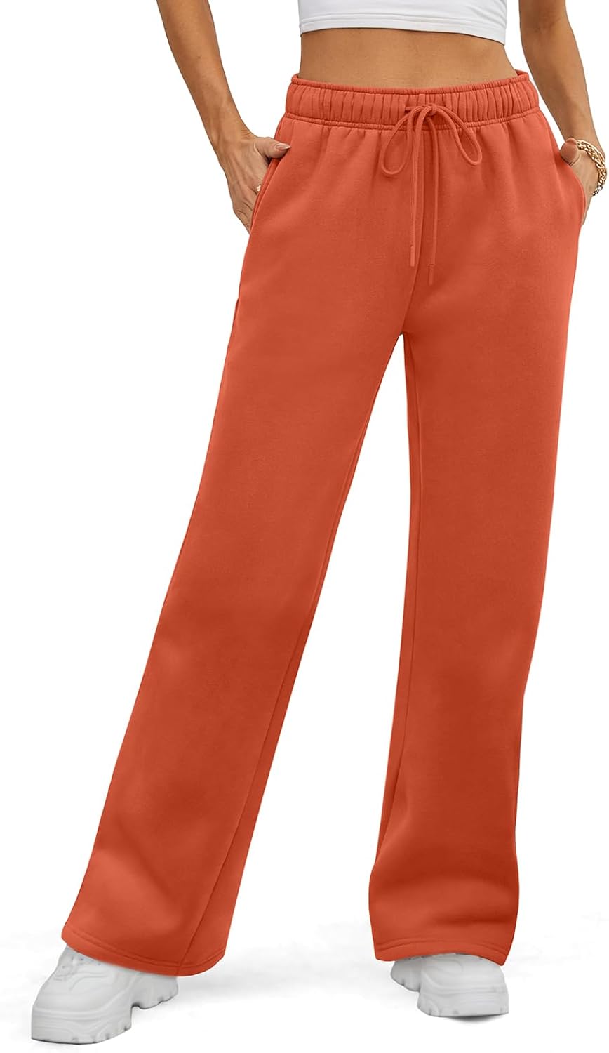 ATHMILE Womens Fleece Lined Wide Leg Sweatpants for Fall Style