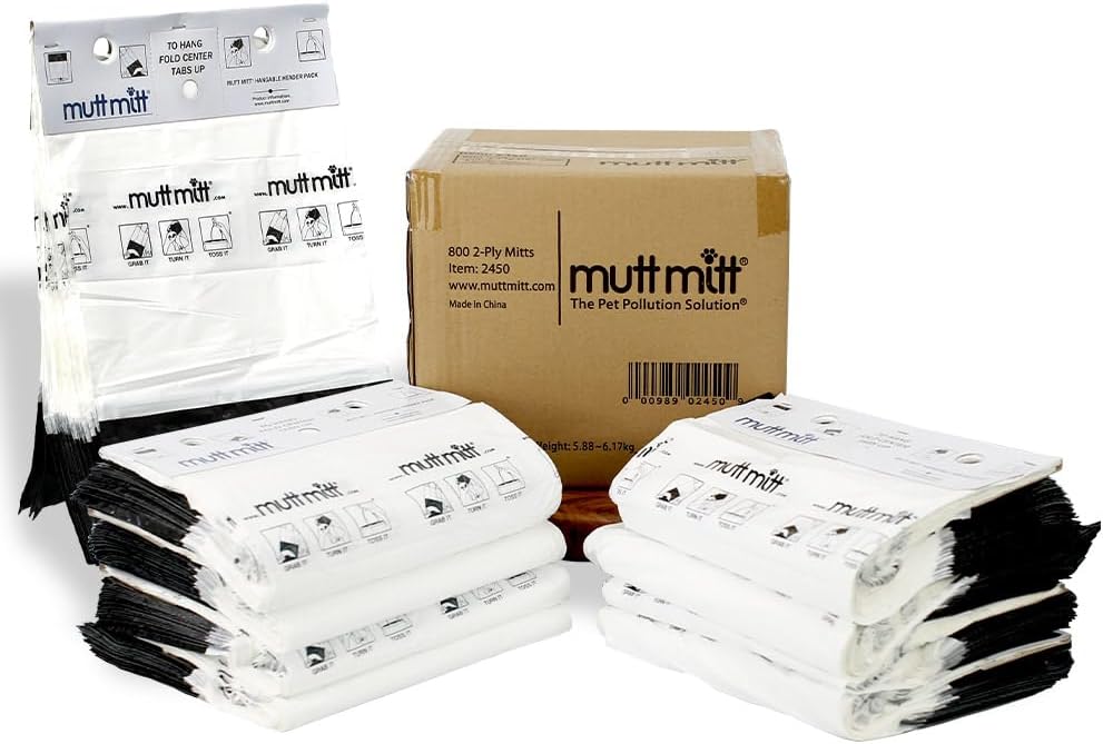 Mutt Mitt 2-Ply Dog Waste Bags - 800 Thick Mitten Bags