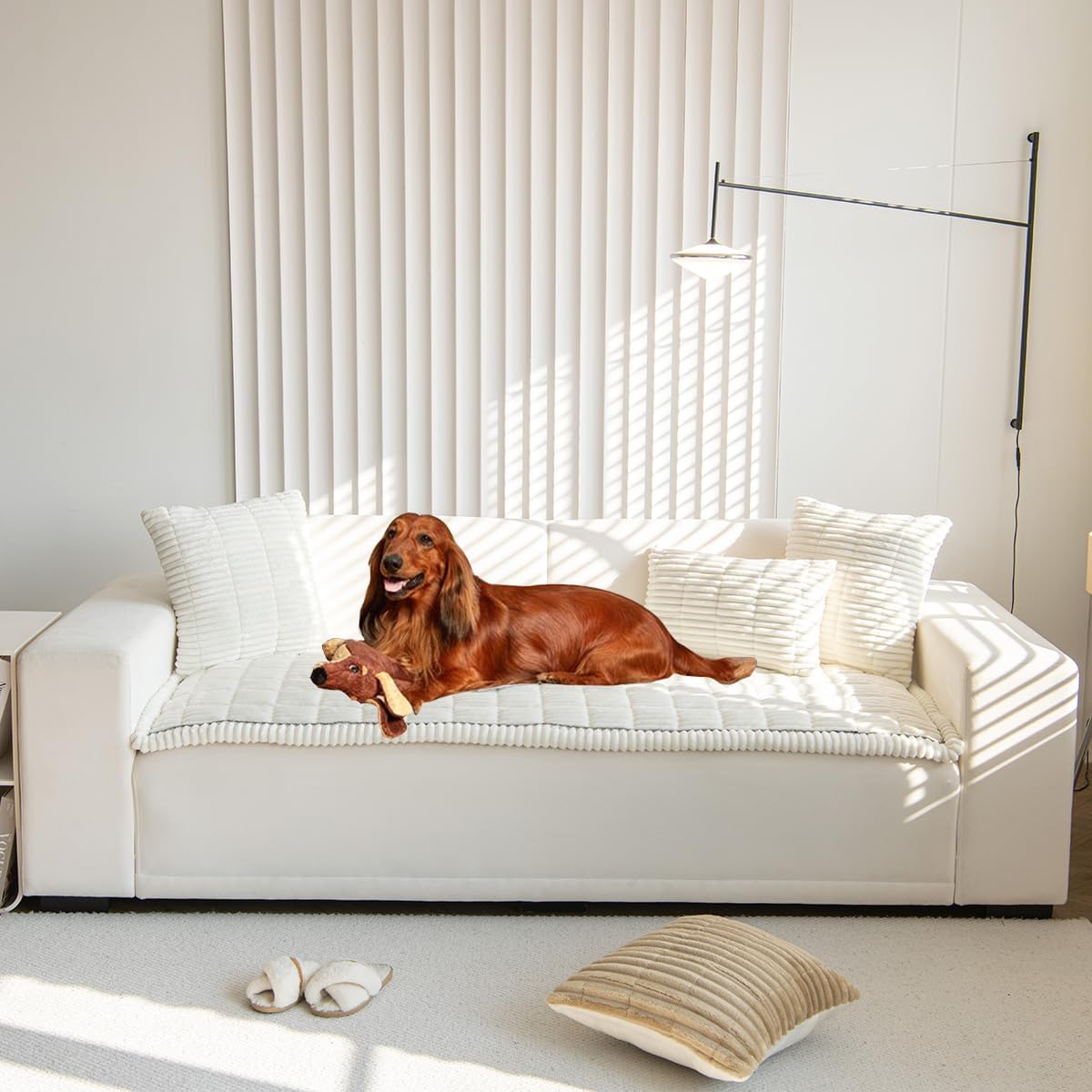 Fuzzy Couch Cover for Pets - Washable Non-Slip Sofa Protector