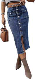 Flamingals Denim Skirt for Women: Vintage High Waist Midi Style
