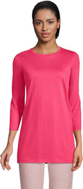 Lands' End Women's 3/4 Sleeve Supima Cotton Crewneck Tunic - Casual