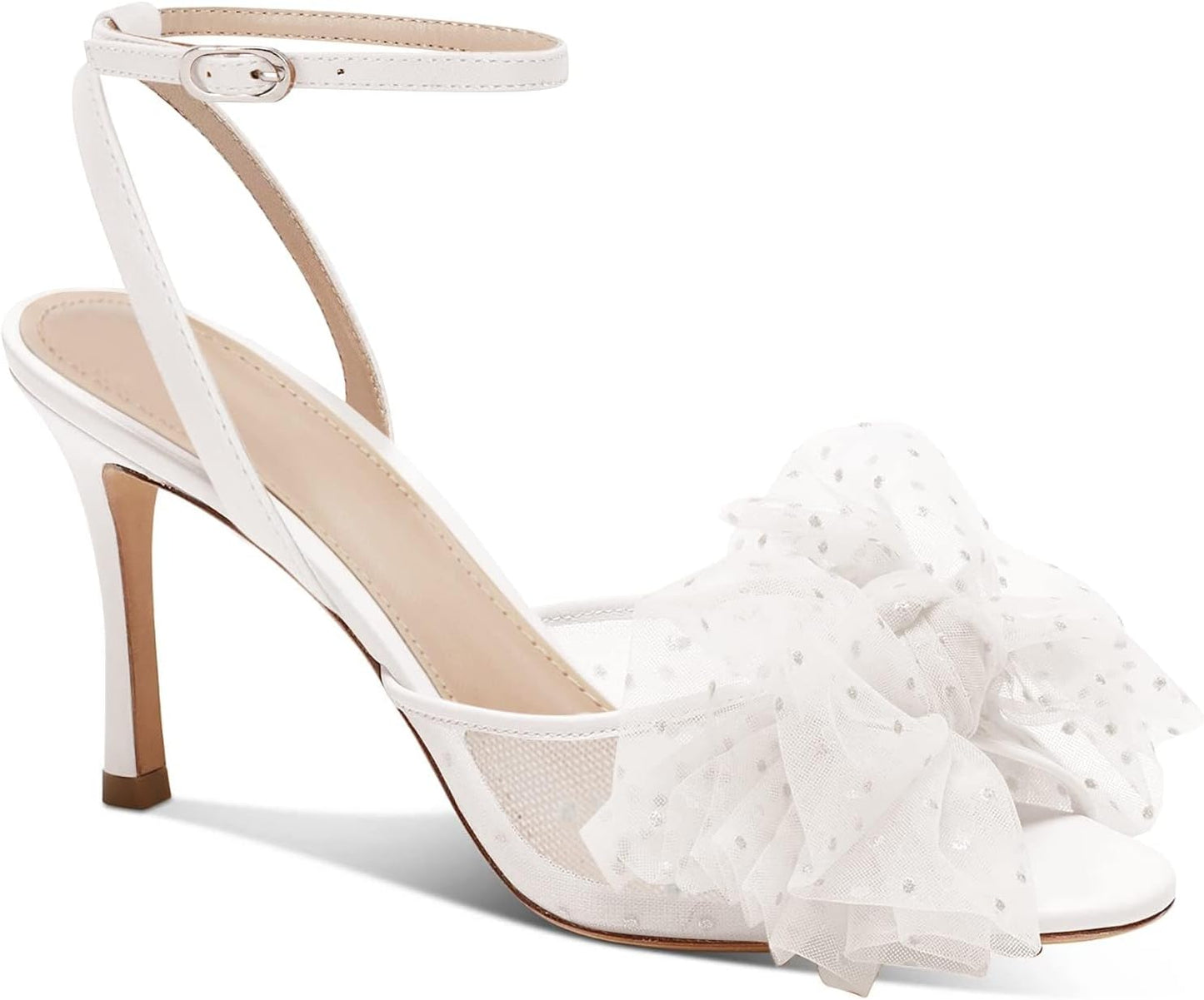 Coutgo Womens Bow Tie Heels Sandals for Summer Weddings