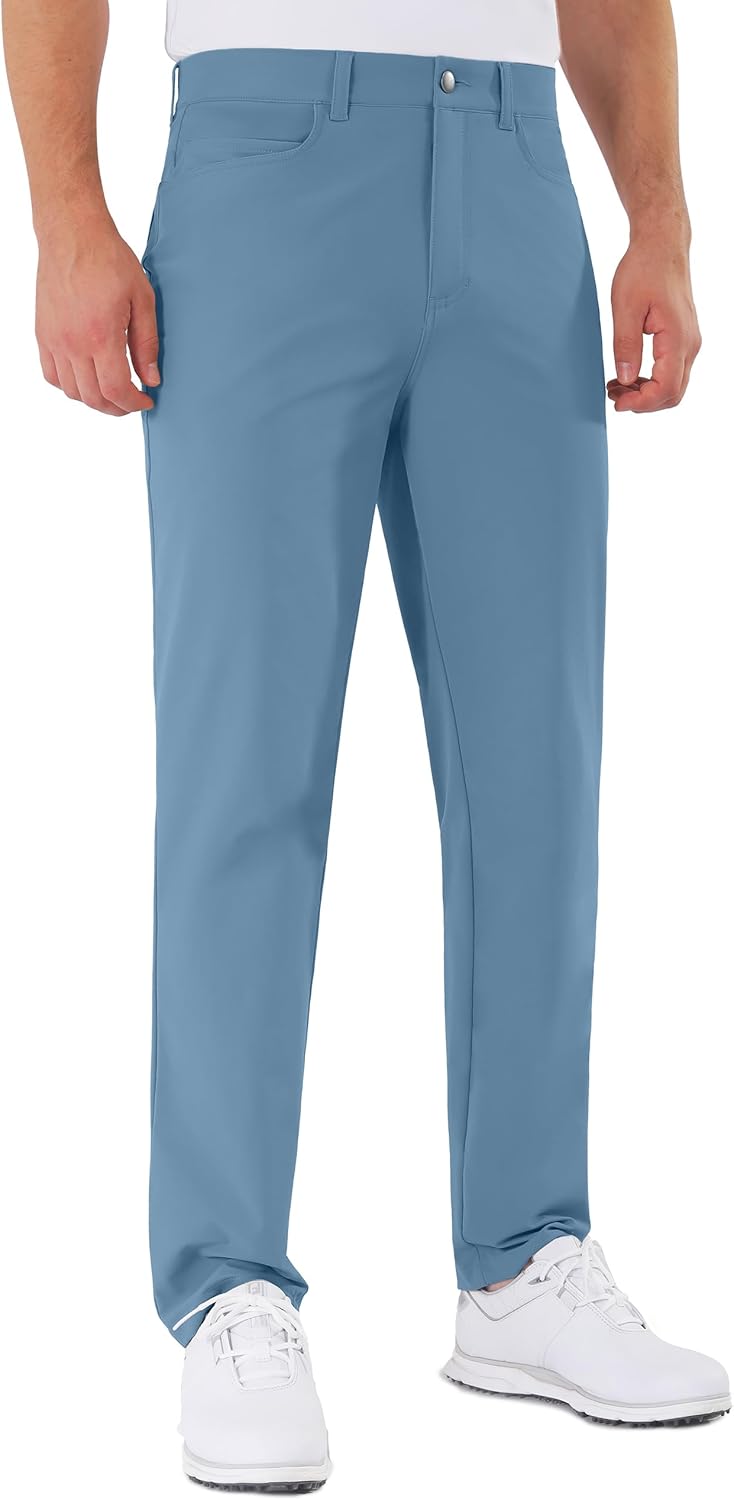 Mens Golf Pants Stretch 5 Pocket Classic Fit Quick Dry Trousers